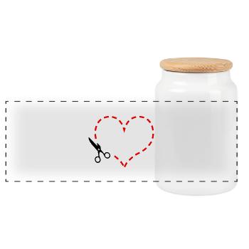 Herz - Panorama Keksdose mit Holzdeckel - Weiß - Vorne