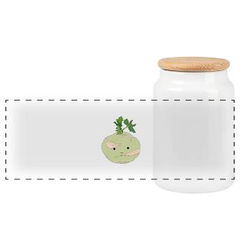 Mr. Kohlrabi - Panoramic Cookie Jar with Wooden Lid - white - Front