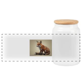 Fuchs Tier - Panorama Keksdose mit Holzdeckel - Weiß - Vorne