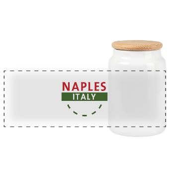 Naples Italy Emblem Arc - Panoramic Cookie Jar with Wooden Lid - white - Front