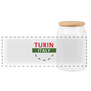 Turn Italy Emblem Tee Artwork - Panoramic Cookie Jar with Wooden Lid - white - Front