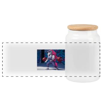 Entraînement puissant de licorne - Boîte à biscuits avec couvercle en bois - blanc - Devant