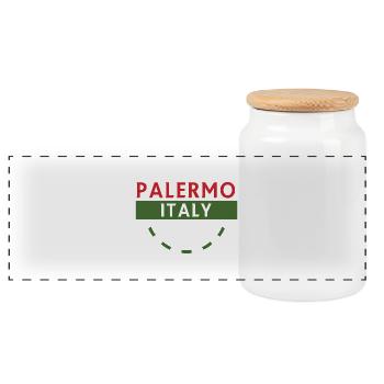 Palermo Italien Emblem mit grüner Kurve - Panorama Keksdose mit Holzdeckel - Weiß - Vorne