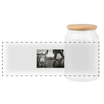 1200 Esel_Dudes - Panoramic Cookie Jar with Wooden Lid - white - Front