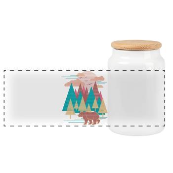 Landscape (bear) - Panoramic Cookie Jar with Wooden Lid - white - Front