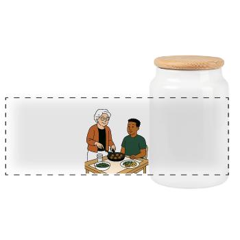 Grand-mère Karin avec son petit-fils - Boîte à biscuits avec couvercle en bois - blanc - Devant