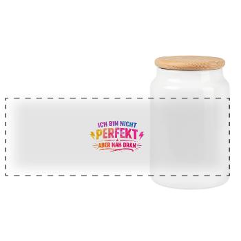 I'm not perfectly close - Panoramic Cookie Jar with Wooden Lid - white - Front