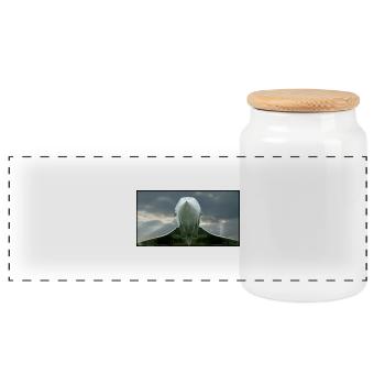 concorde & Sonnenstrahlen 120dpi - Panorama Keksdose mit Holzdeckel - Weiß - Vorne