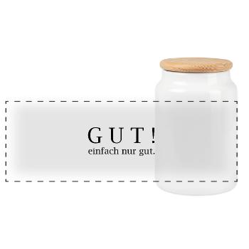 Gut! einfach nur gut. - Panorama Keksdose mit Holzdeckel - Weiß - Vorne