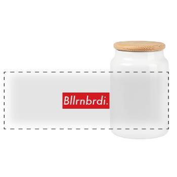 BLLRNBRDI Logo - Panorama Keksdose mit Holzdeckel - Weiß - Vorne
