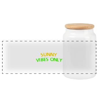 Sunny Vibes Only Typografie T-Shirt - Panorama Keksdose mit Holzdeckel - Weiß - Vorne