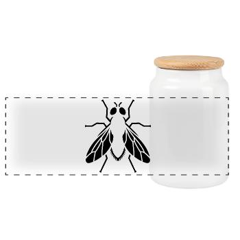 Noeud papillon insecte silhouette minimaliste simple - Boîte à biscuits avec couvercle en bois - blanc - Devant