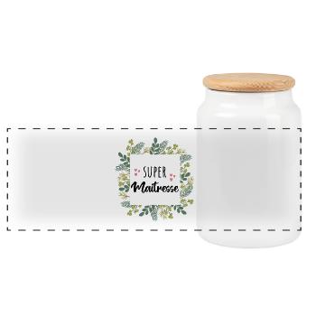 Super maîtresse cadeau maîtresse - Boîte à biscuits avec couvercle en bois - blanc - Devant