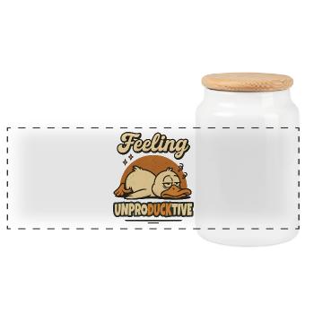 Se sentir improductif canard canard drôle - Boîte à biscuits avec couvercle en bois - blanc - Devant