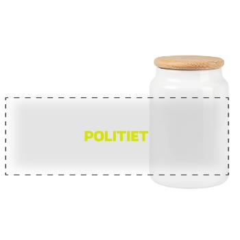 police - Panoramic Cookie Jar with Wooden Lid - white - Front