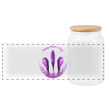 Crocus Fête des Mères - Boîte à biscuits avec couvercle en bois - blanc - Devant