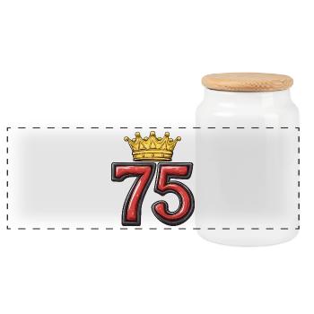 75 Number Krone - Panoramic Cookie Jar with Wooden Lid - white - Front