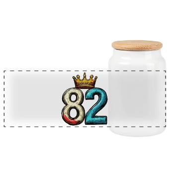 82 Number Krone - Panoramic Cookie Jar with Wooden Lid - white - Front