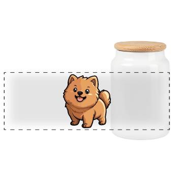 Chow Chow Hund Niedlich - Panorama Keksdose mit Holzdeckel - Weiß - Vorne