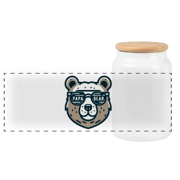 Papa Bear - Panoramic Cookie Jar with Wooden Lid - white - Front