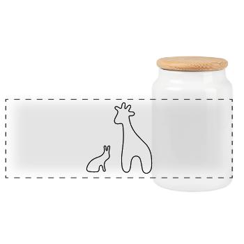 giraffe hare best friends - Panoramic Cookie Jar with Wooden Lid - white - Front