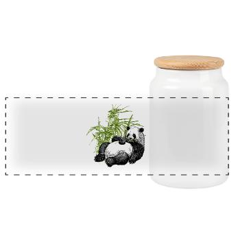 Panda - Boîte à biscuits avec couvercle en bois - blanc - Devant