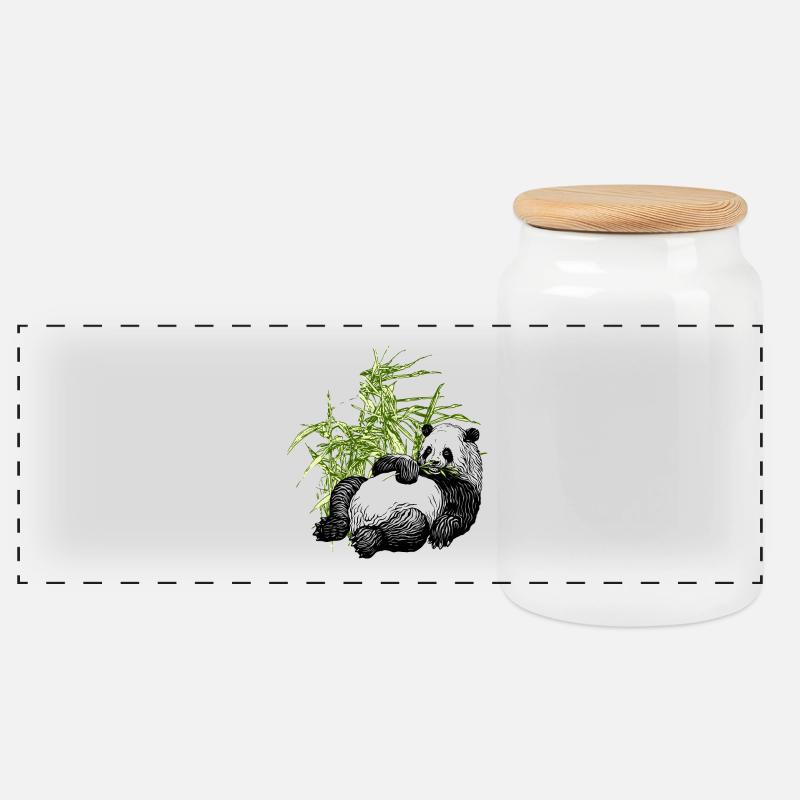 Panda_TS - Panorama Keksdose mit Holzdeckel - Weiß