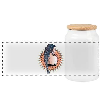 Sunshine - Panoramic Cookie Jar with Wooden Lid - white - Front