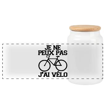 je ne peux pas j'ai vélo citations,cycliste - Boîte à biscuits avec couvercle en bois - blanc - Devant