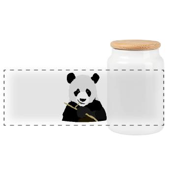 étage Panda Eats - Boîte à biscuits avec couvercle en bois - blanc - Devant
