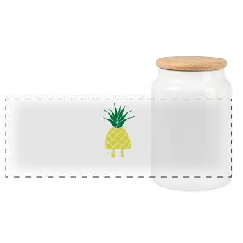 Dies das Ananas 3c - Panorama Keksdose mit Holzdeckel - Weiß - Vorne
