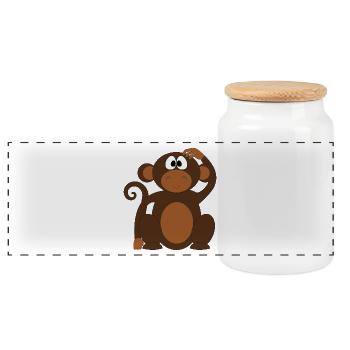 ape chimpanzee gorilla pavian orangutan127 - Panoramic Cookie Jar with Wooden Lid - white - Front