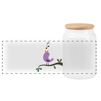 oiseau - Boîte à biscuits avec couvercle en bois - blanc - Devant