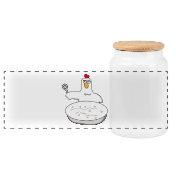 Chicken soup Chicken | Cock | Hen | Cook Farmer - Panoramic Cookie Jar with Wooden Lid - white - Front