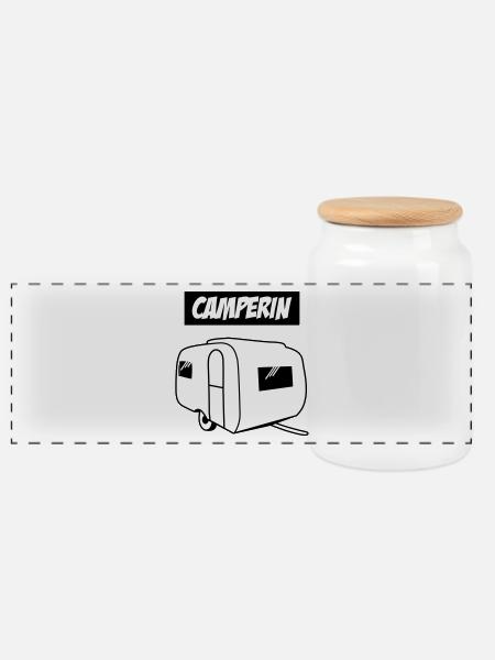 Camperin - Panorama Keksdose mit Holzdeckel - Weiß