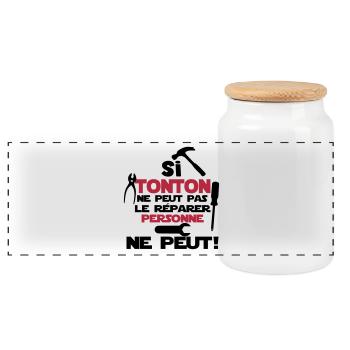 si tonton - Boîte à biscuits avec couvercle en bois - blanc - Devant