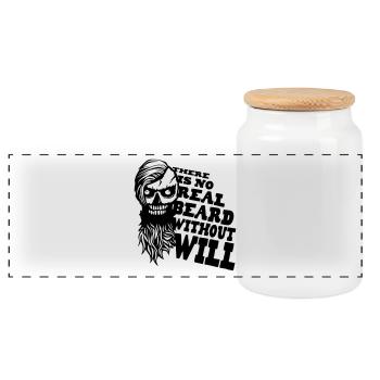 tete mort hipster citation barbe real beard will b - Boîte à biscuits avec couvercle en bois - blanc - Devant