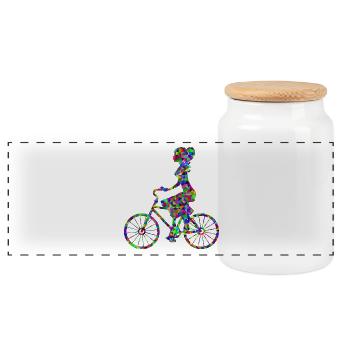bicycle mountain bike cyclist mountain bike - Panoramic Cookie Jar with Wooden Lid - white - Front
