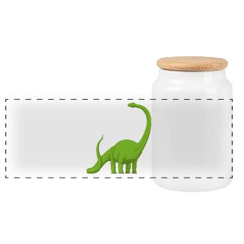 Dinosaurier: Comic Diplodocus - Panorama Keksdose mit Holzdeckel - Weiß - Vorne
