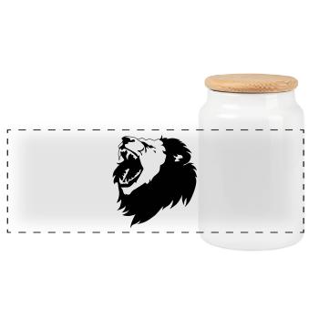 Lion - Boîte à biscuits avec couvercle en bois - blanc - Devant