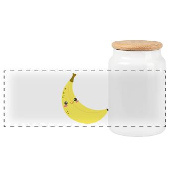 banane banana obst veggie gemuese fruits31 - Panorama Keksdose mit Holzdeckel - Weiß - Vorne