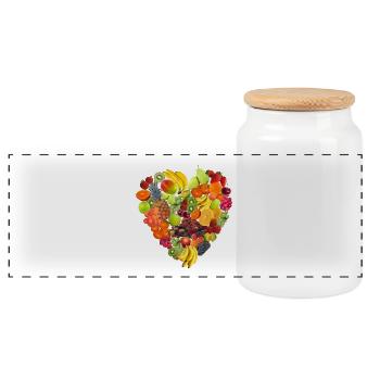 banana banana fruit veggie vegetables fruits88 - Panoramic Cookie Jar with Wooden Lid - white - Front