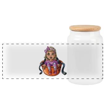 Little baby climber 9 - Panoramic Cookie Jar with Wooden Lid - white - Front