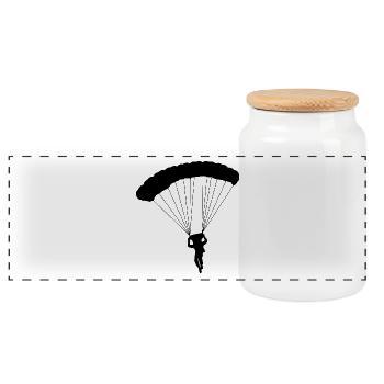 Parachutist - Panoramic Cookie Jar with Wooden Lid - white - Front