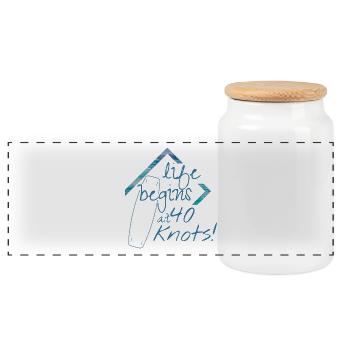 La vie commence à 40 noeuds KiteSurf - Boîte à biscuits avec couvercle en bois - blanc - Devant