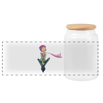 Jeune fille rêveuse - Boîte à biscuits avec couvercle en bois - blanc - Devant