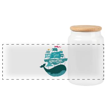 ocean sea whale child baby adventure boat - Panoramic Cookie Jar with Wooden Lid - white - Front