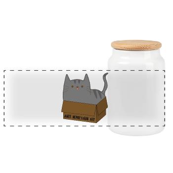 Toffee le chat dans une boîte - Boîte à biscuits avec couvercle en bois - blanc - Devant