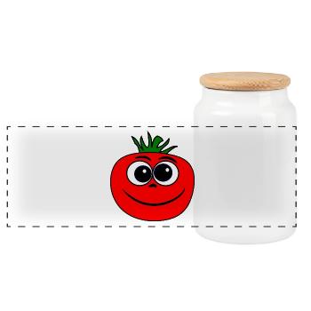 tomate - Boîte à biscuits avec couvercle en bois - blanc - Devant