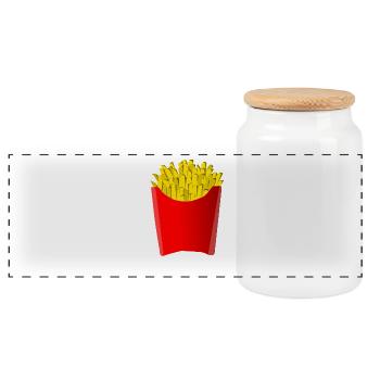 Frites frites idée cadeau - Boîte à biscuits avec couvercle en bois - blanc - Devant